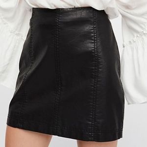 Free People Vegan Black Leather Skirt, NEW
